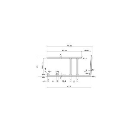 Profil alu H bordure 16mm de 2 à 4m